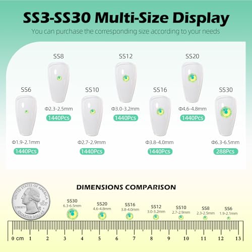 Image of F Green Flatback Rhinestones, Glass Rhinestones for Nail Art and Craft, Glue Fix, Loose Crystal Gemstones(F Green, SS8, 1440pcs, 2.3-2.5mm)