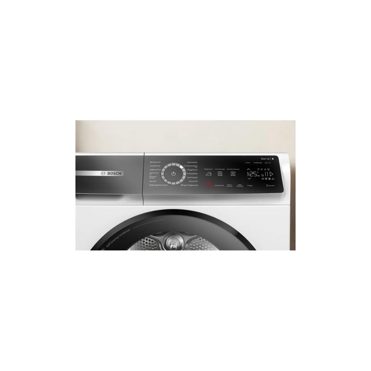 BOSCH WQB235B40 Série 8 Sèche-linge à pompe à chaleur avec capacité de 8 kg, AutoDry, SmartDry, Home Connect, design anti-vibration, système de séchage sensible, blanc, 60 cm
