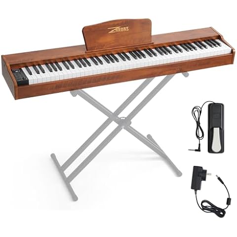 ZHRUNS 88 Key Weighted Keyboard Piano, Full-size Electric Piano for Beginners, Portable Piano Keyboard with Triple Pedal, Power Adapter, Supports USB-MIDI Connecting (Keyboard Only) Cover