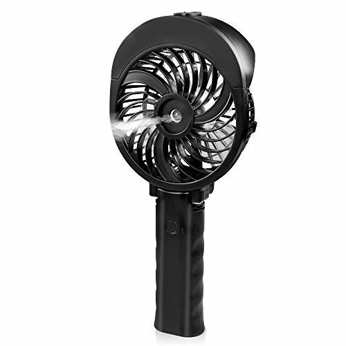 D-FantiX Ventilador de Mano DF-191, de Pilas Ventilador de vaporización de Agua portátil (Negro)