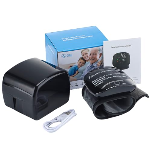 Wrist Blood Pressure Monitor with LED Touchscreen & Voice Guidance - Portable BP Monitor with Dual User Memory Rechargeable Battery and Travel Case for Home & Travel (Wrist Style)