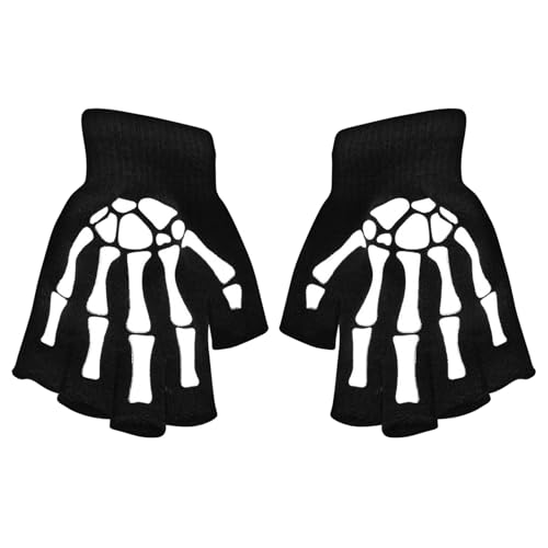 Gants de cyclisme pour enfants phosphorescents et confortables avec un motif squelette pour le ski