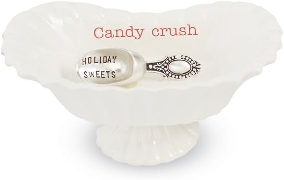 Mud Pie 4881012S Candy Dish "Sweet Stuff" with Scoop, White