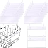 50PCS Basket Label Holders with Label Paper, Plastic Basket Label Clips with Easy Button Lock Design, Wire Shelf Label Holder Wire Rack Display Holder Price Sign for Library Supermarket