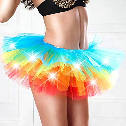 Adult Tutu Skirt,Tulle Tutu Skirt For Women With Led Neon 5 Layers Tulle Ballet Skirts For Party Dance #TOP1
