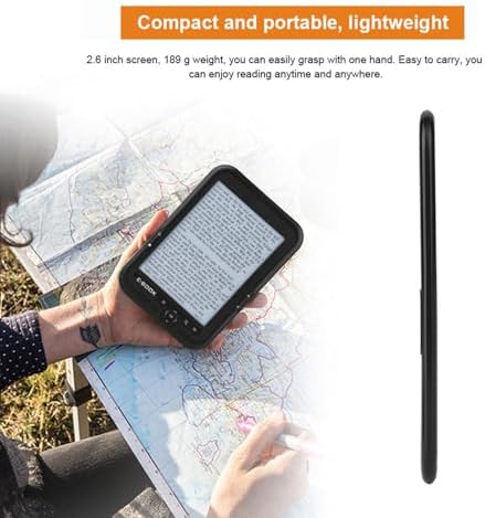 6'' Portable E-Paper with 800x600 Resolution+Audio Player, E-Reader E-Book Reader with Electronic Ink Screen Available in 29 Languages with A Pair of Headphone and Leather Case, 16/8/4GB(Black 8G)