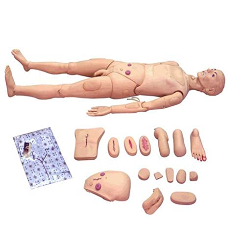 TWFJEL 5,7ft Lebensgröße Patientenpflege-Männchen Training CPR Simulator Männer und Frauen Austauschbar Pflegepuppe für Medizinische Krankenpflege Bildung Lehre Cover