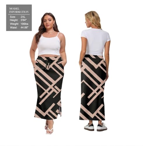 Image of Lepunuo Women's High Waisted Sweat Maxi Skirt with Pockets Slit | Ultra Soft Sweat Fabric, High Waist Drawstring, Deep Phone Pockets, Side Slit for Movement, Ideal for Lounge Travel