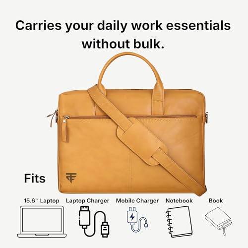 Image of TRUFLO Vegan Leather (PU) Laptop Messenger Bag | Fits up to 15.6-inch Laptop | Slim Office & Travel Shoulder Bag