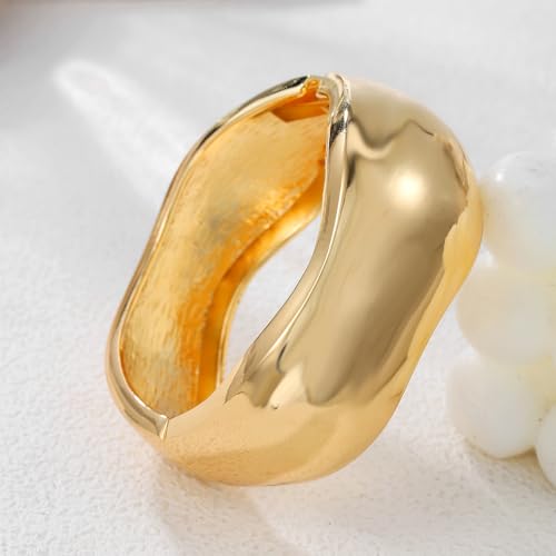 Chunky Gold/Silver Gold Cuff Bangle Bracelets for Women Trendy Hinged Cuff Open Wide Chunky Gold Bracelet Minimalist Bangle Jewelry Gift4