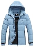 MOERDENG Women's Lightweight Full-Zip Puffer Jacket with Hood Quilted Warm Winter Coat Water Resistance Winter Jacket
