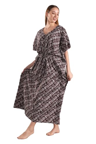 Image of Onekbhalo Women's Cotton Floral Kaftan Nighty Maxi Gown (OK Free Size)