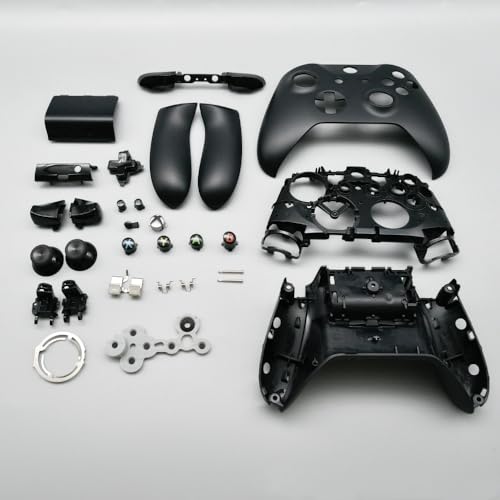 Image of Hzxkqmil Replacement Full Housing Shell Kit for Xbox One X /S Controller | DIY Faceplate Case Front Cover Back Shell Middle Frame Side Rails Buttons Accessories for Xbox One S /X Controller 1708, Black