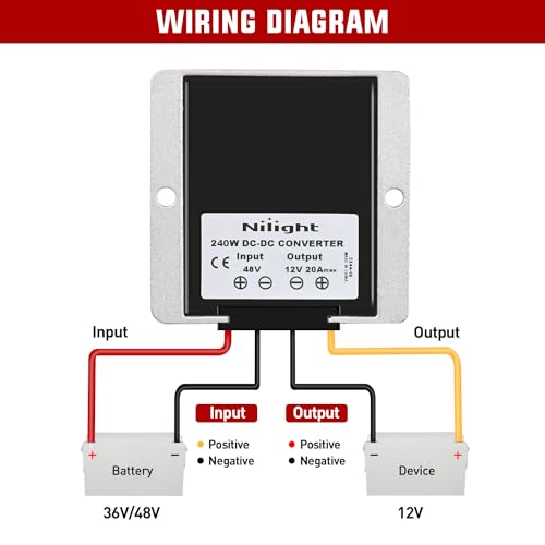 Image of Nilight 48V to 12V Voltage Converter 240W 20A Regulator Step Down to 12VDC Waterproof DC Convert Reducer Power Supply Transformer Module for Golf Cart Scooters Trucks