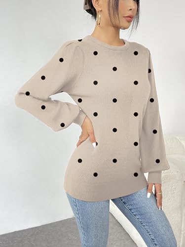 Zeagoo Womens Sweaters Fall 2025 Dressy Casual Long Sleeve Shirts Ribbed Knit Winter Outfits Puff Pullover Jumper Tops4
