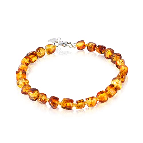 Merpoccli 6Mm Baltic Amber Bracelet Or Anklet For Women/Girls, 925 Silver, 100% Polished Certified Natural Amber Gemstone, Handmade In Poland Natural Jewelry #TOP21