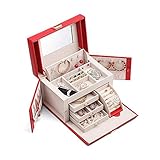 Die stilvolle Schmuckaufbewahrungsbox bietet Platz für alle Ihre Schmuck- und Beauty-Accessoires, und es gibt genug Platz, um Halsketten, Halsketten, Ohrringe, Armbänder, Anhänger und mehr aufzubewahren. Bewahren Sie alles an einem Ort auf, perfekt für Reisen und den täglichen Gebrauch.