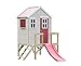 Produktbild Wendi Toys M26R Rotes Spielhaus Kinder Outdoor Holz mit Leiter und Rutsche, Plattformhöhe 60 cm, 260x170x210 cm  Sicheres Klettergerüst Spielgerät, Outdoor Abenteuer Spielhaus