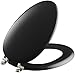 KOHLER K-4701-BN-7 Kathryn Elongated Toilet Seat with Vibrant Brushed Nickel Hinges, Black