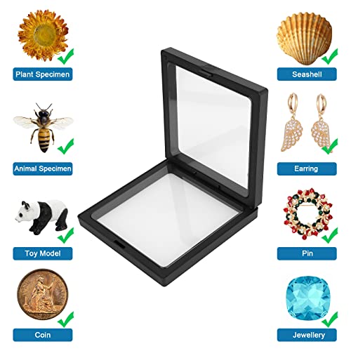 Linkstyle 3D Floating Frame Display Stand, Transparent PE Floating Display Case, Jewelry Storage Box Suspension Frame