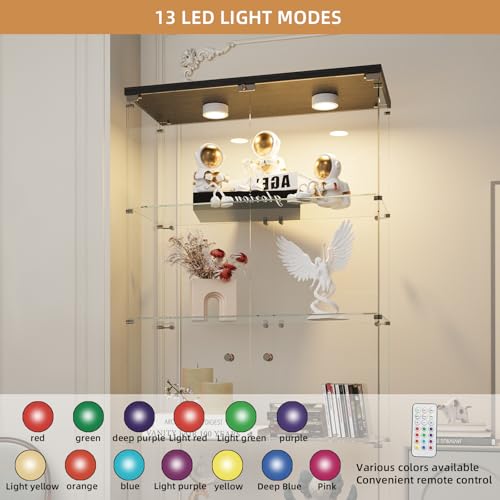 Image of Beauty4U Glass Display Cabinet with LED, 5-Shelf Black Curio Cabinet