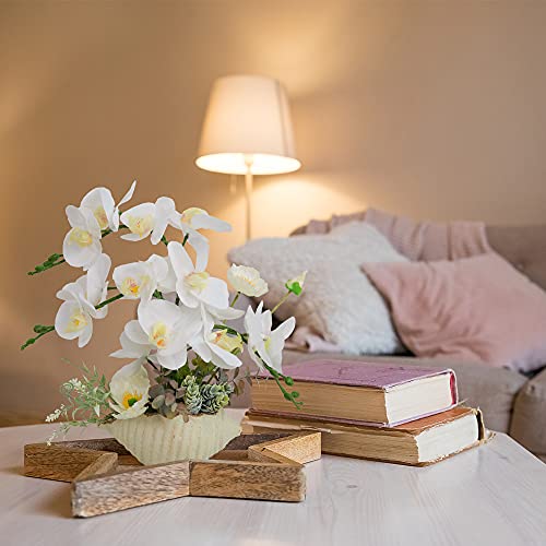 Lesing Artificial Orchid Flower With Vase Realistic Orchids Faux Flower Fake Orchid Bonsai Plants In Pot Arrangement For Home Wedding Party Dining Table Centerpiece Decor (White Vase,W) #TOP5