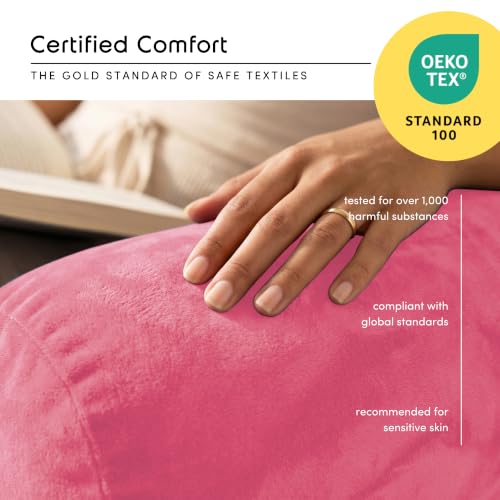 Image of Nestl Reading Pillow with Shredded Memory Foam, Designed for Sitting Up in Bed and Couch, Back and Arms Adjustable Support for Adult & Teens Backrest Pillows for Reading with Washable Cover Light Pink