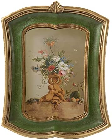 Kangce Vintage Picture Frame 5x7 Antique Ornate Photo Frame Tabletop and Wall Hanging Old-Fashioned Picture Frame, Decorative Retro Design Home Decor, Photo Gallery, Art, Green