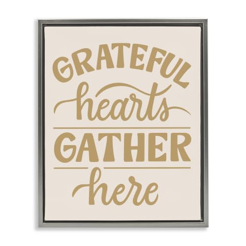 'Grateful Hearts Gather Here Phrase'| Floating Frame Canvas Art