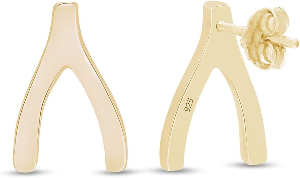 AFFY Sterling Silver Lucky Wishbone Stud Earrings in 14k Gold Over Sterling Silver - Image 4