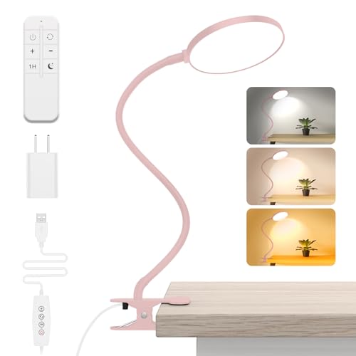 Image of iFalarila 97 LED Desk Lamp with Night Light Clip Lamp with 1 Hour Timer and USB Charger, Reading Lamp with 5M Remote Control for Book /Work /Bed /Table