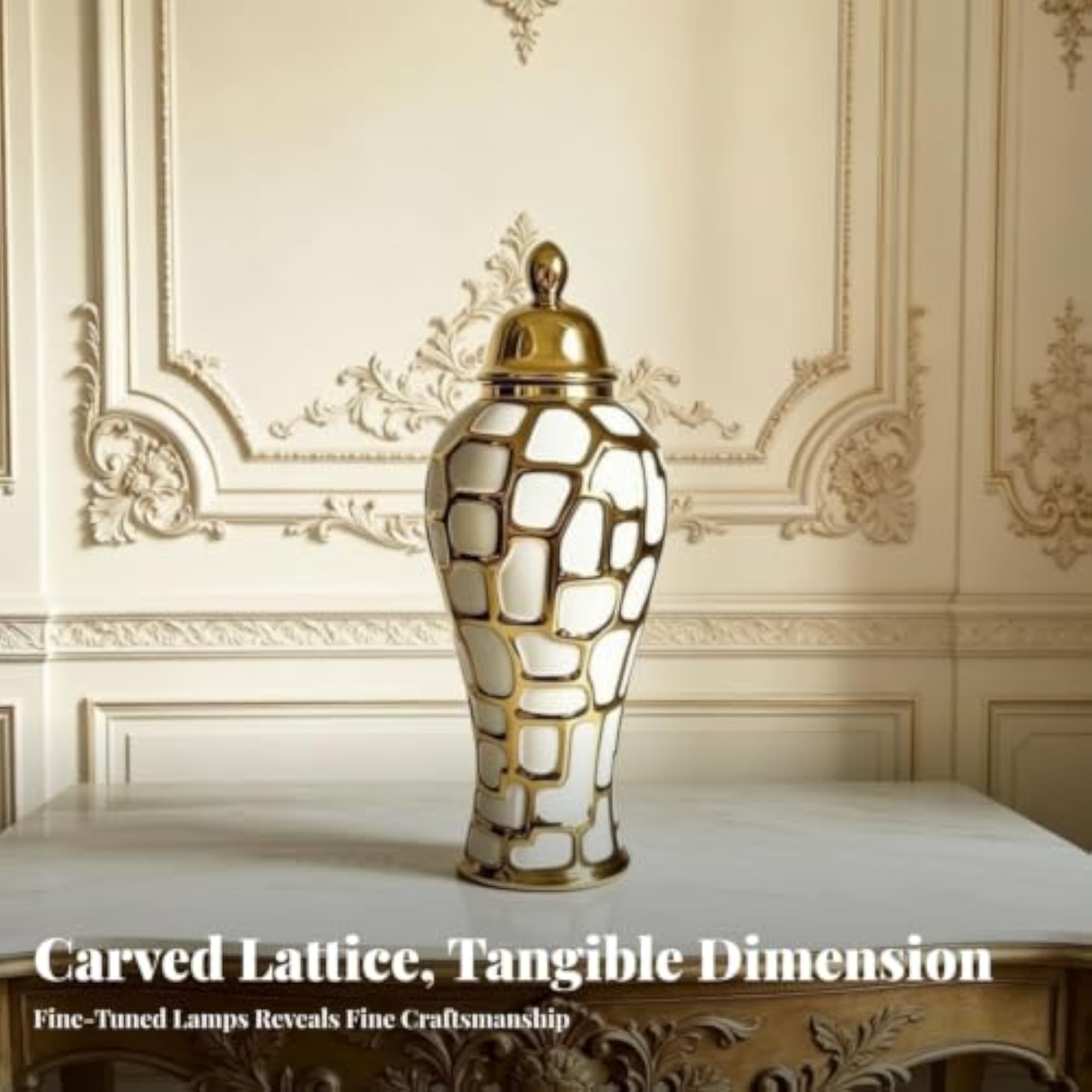 Mosaic-Pattern Ceramic Jar with Lid for Home Decor