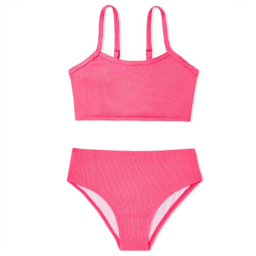 Image of Century Star Girls Ribbed 2-Piece Bikini Swimsuit - Fully Lined Modest Bathing Suit for Teens & Tweens