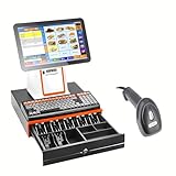 Efficieran Caja Registradora Táctil Profesional i5 8GB 128GB, Pack con Cajón de Dinero e Impresora, Software No Incluido, para Tienda Retail y Cafetería(White,58 Tooth Gear Printer)
