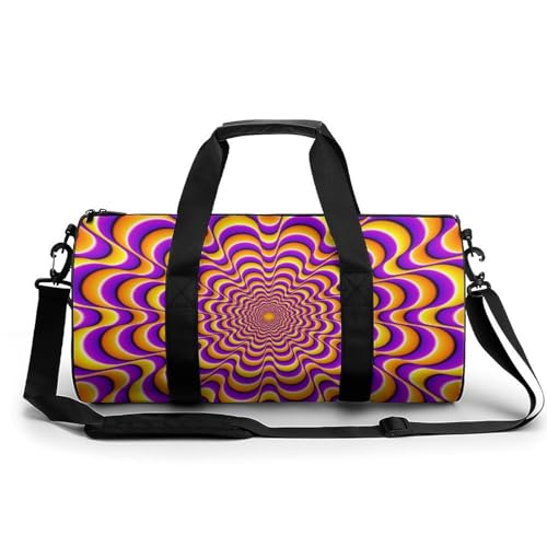 Sac de gym violet psychédélique 45x23x23cm avec grande ouverture duffel bag