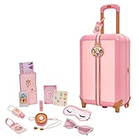 Disney Princess Travel Suitcase Play Set for Girls with Luggage Tag Style Collection, 17 Pretend Play Accessories Pieces Including Travel Passport! for Ages 3+