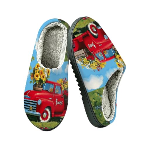 Image of Myfsucce Fuzzy House Slippers Women Men Slip on Home Shoes