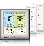 Wireless Freezer Thermometer with Alarm Refrigerator Thermometer, Fridge Freezer Alarm Thermometer Digital with 3 Adjustable Backlight and 330FT Remote Range for Kitchen Home Restaurant (Silver)