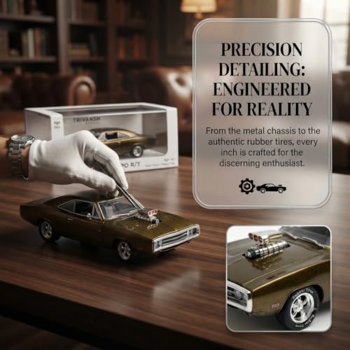 Image of Fast & Furious Inspired Luxury Street Muscle Racer Die-Cast 1:64 Scale Collectible Model with Premium Finish, Authentic Styling, Detailed Bodywork, Smooth Free Wheels, Display Box (Golden)