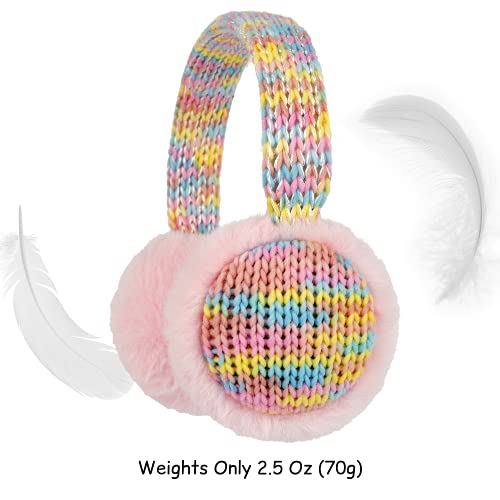 Flammi Kids Knit Earmuffs Winter Outdoor Furry Ear Warmers For Boys Girls (Pink) #TOP2