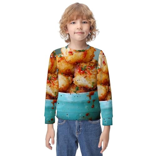 Retro Tater TotChildren's Casual Pullover Sweatshirt Loose Fit10-12Y