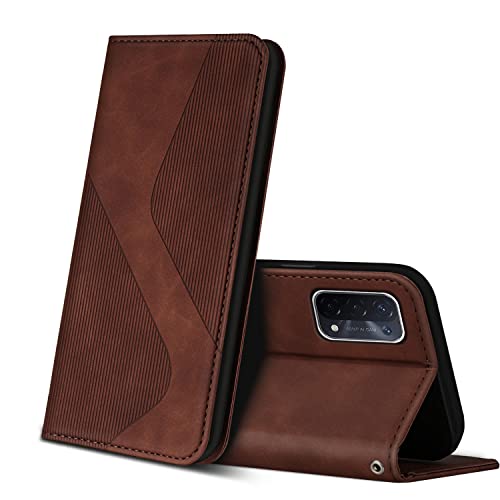 ZONNAVI Hülle für Oppo A74 5G / Oppo A54 5G, PU Leder Handyhülle mit Kartenfächer & Standfunktion, Lederhülle Flip Wallet Hülle Schutzhülle für Oppo A74 5G / Oppo A54 5G (Braun)