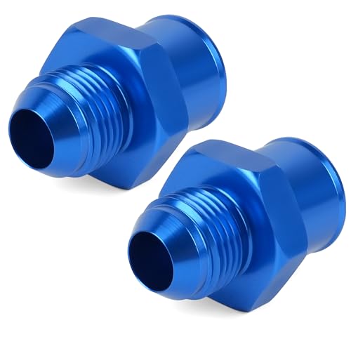 Pair SBC 10AN Valve Cover Adapter Aluminum Fittings for Push-In Grommet (Blue)