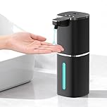 Automatic Liquid Soap Dispenser Black Touchless 400ml Rechargeable Electric Dish Hand Soap Dispenser Wall Mounted with 9 Levels Adjustable, IPX5 Waterproof, Digital Display for Bathroom Kitchen