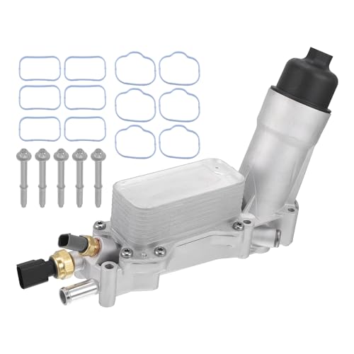 INFINAUTO Engine Oil Cooler Oil Filter Housing Adapter Assembly, Oil Cooler with Gaskets No.68105583AF for Ram 1500 Upgraded Aluminum Alloy Silver Tone, 1 Set by INFINAUTO - Used condition - US$34.81