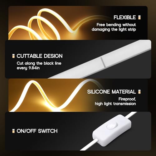 Luces LED Neón Blanco Cálido 50m 110-120V Flexible Impermeable miniatura 6