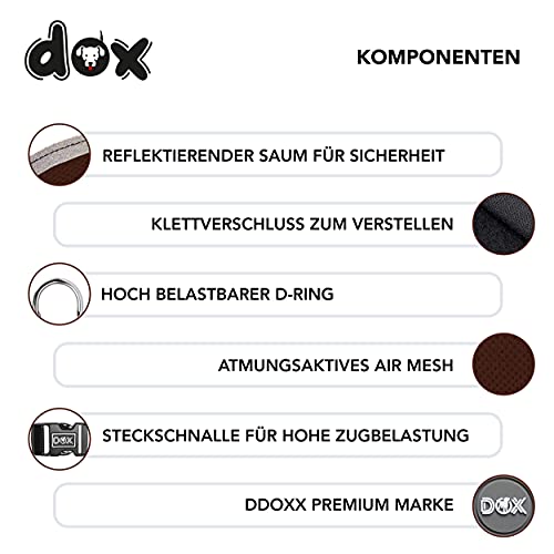 DDOXX Reflektierendes Airmesh Step-In Hundegeschirr - Verstellbare Brust Welpengeschirr für alle Größen - XL (Braun)