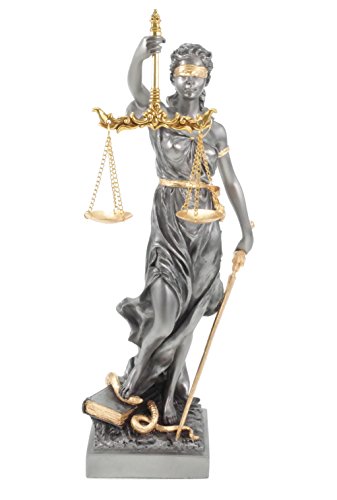 Veronese Statuette de la Justitia Déesse romaine de la Justice Or Argent Sculpture Avocat