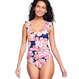 Kona Sol Women's Full Coverage Floral Print Ruffle Sleeve One Piece Swimsuit - (US, Alpha, Medium, Regular, Regular, Multi)