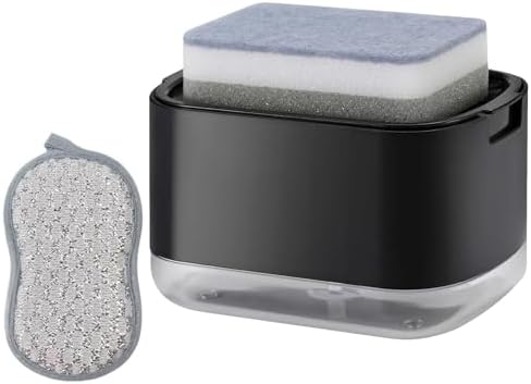Soap Dispenser for Kitchen Sink with Sponge Holder, Black image 4